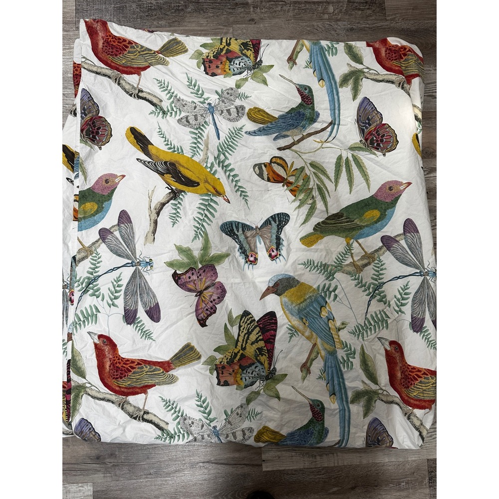 Pottery Barn Birds Butterflies Queen Full Duvet Cover Organic Cotton Botanical